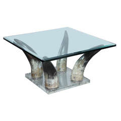 70's Lucite and Horn Coffee Table