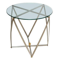 Rare John Vesey Brushed Aluminum and Brass Side Table