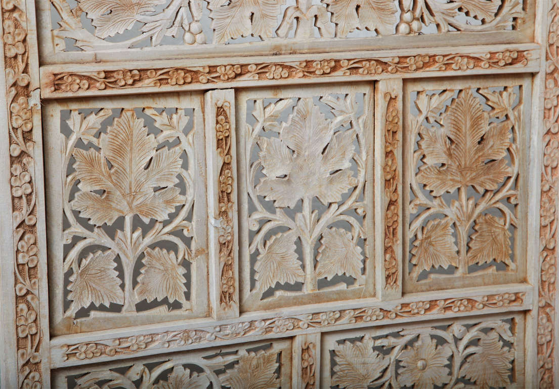 60's Whitewashed HandCarved Teak Screen at 1stdibs