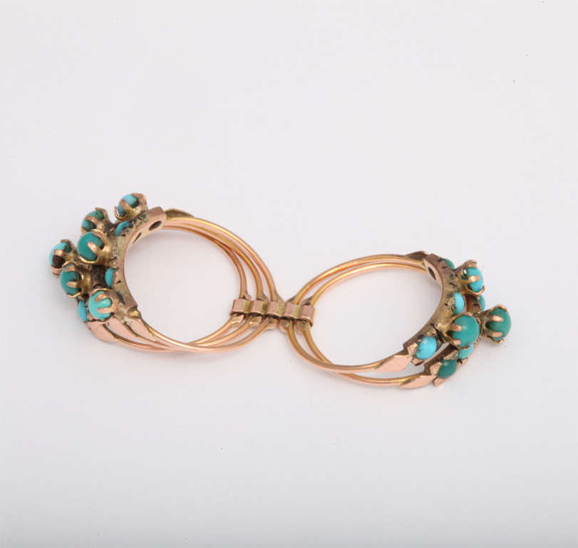 Women's Five Banded Prong Set Turquoise and Rose Gold Ring 