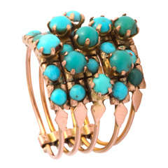 Five Banded Prong Set Turquoise and Rose Gold Ring 3