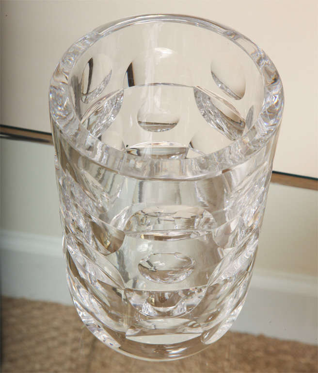 Signed Crystal Glass Vase By Orrefors For Sale at 1stdibs