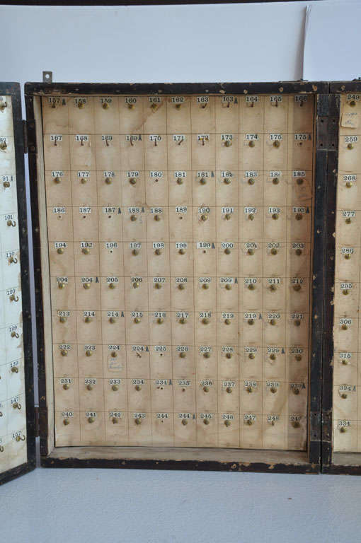 Wood Vintage Locker Keys Cabinet