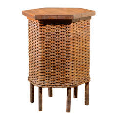 Natural Wicker Taboret Side Table c.1910