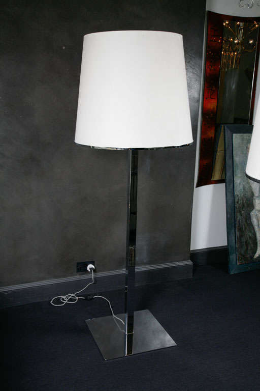 Pair of fine quality chrome standing lights, with original shades