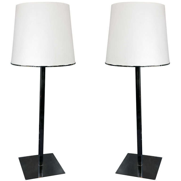 Pair of Fine Quality Chrome Standing Lights For Sale