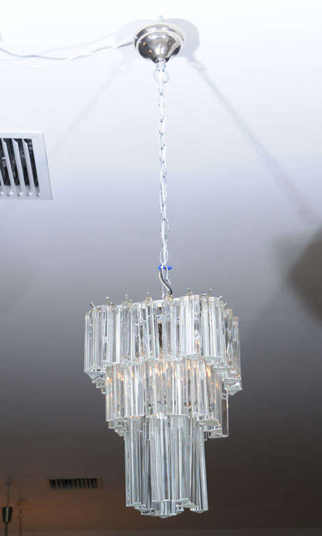 Venini Square Three Tier Crystal Prism Chandelier