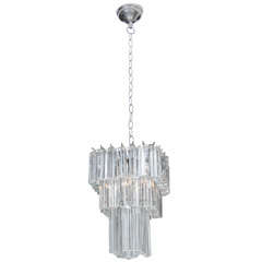 Venini Square Three Tier Crystal Prism Chandelier