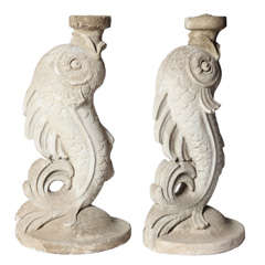 Pair of Stone Dolphin Statues-France