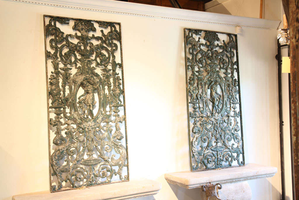 Pair of Antique Cast Iron Gates from France