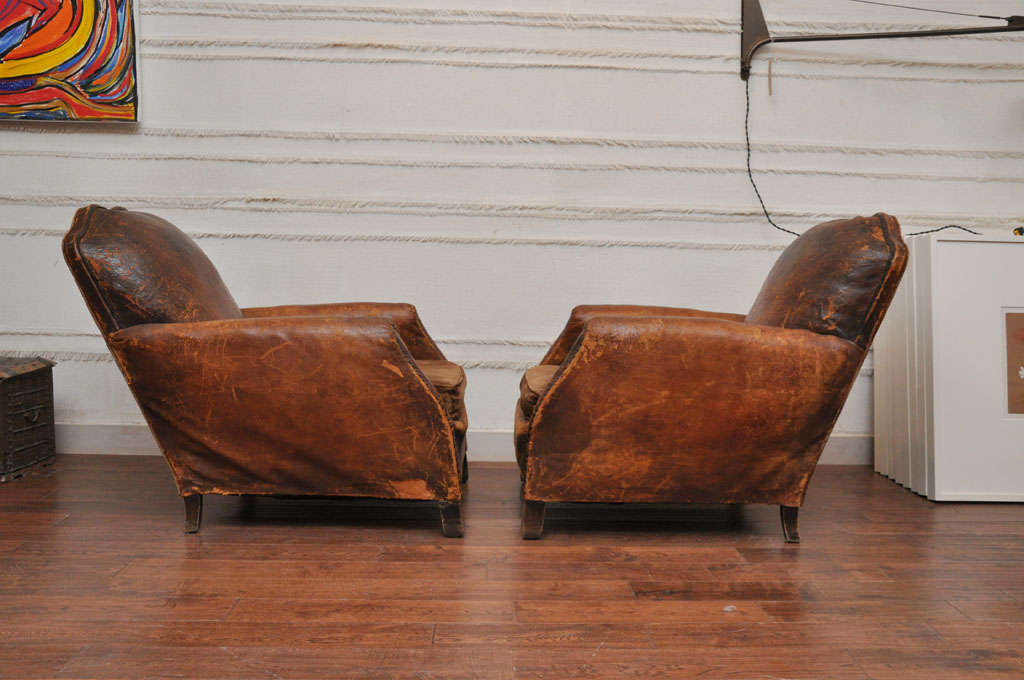 Pair of 1940's Leather Club Chairs
