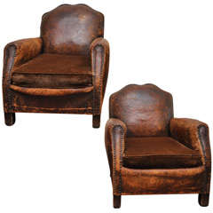 Pair of 1940's Leather Club Chairs