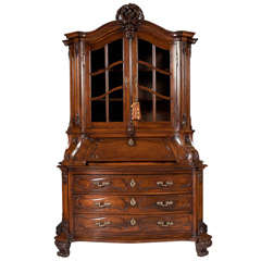 Antique A Mid 18th Century Régence Walnut Bureau Bookcase.