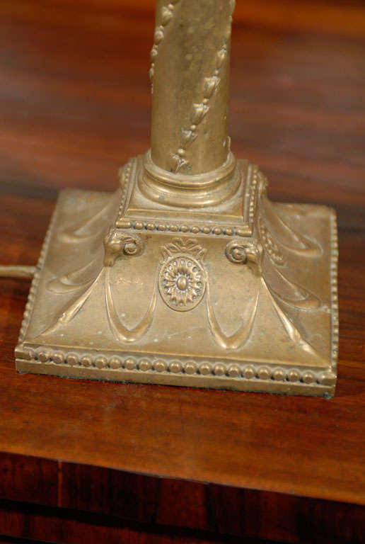 Bronze Neoclassical Candlestick Lamp For Sale 2
