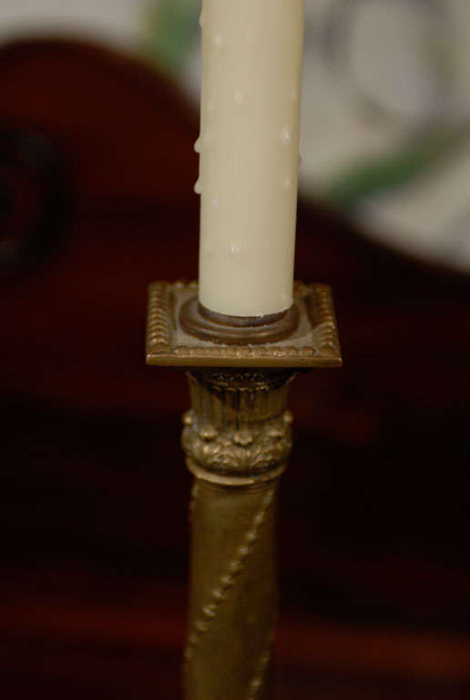 Bronze Neoclassical Candlestick Lamp For Sale 3