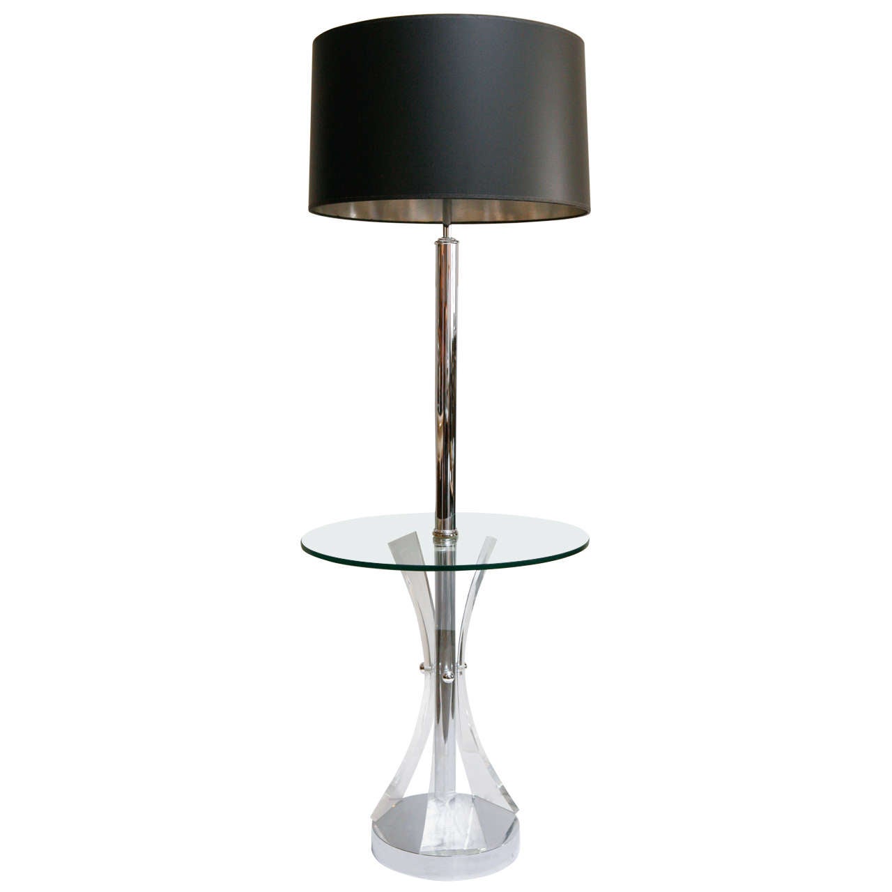 Mid Century Chrome and Lucite Floor Lamp For Sale