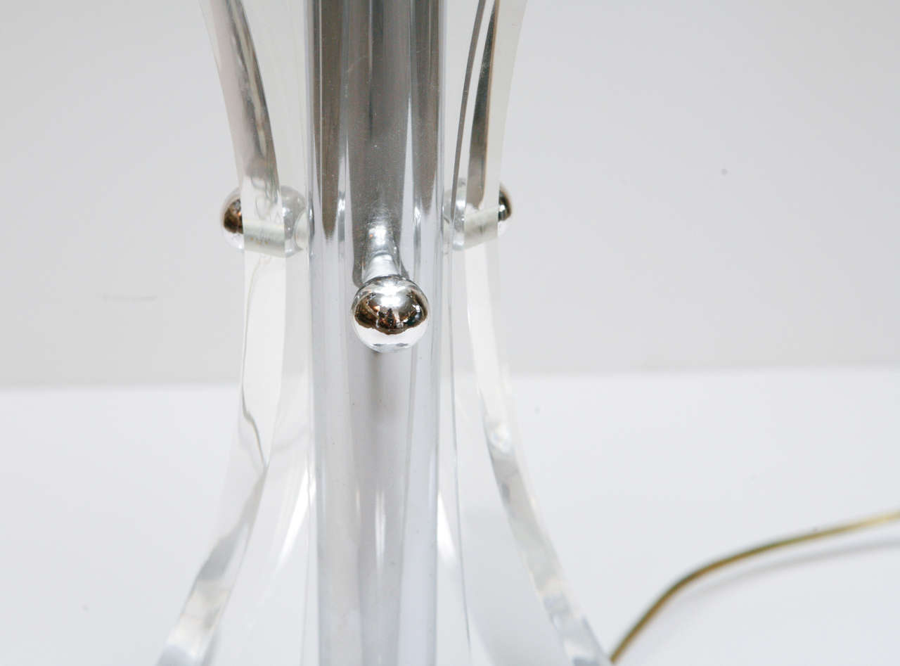 Unknown Mid Century Chrome and Lucite Floor Lamp For Sale