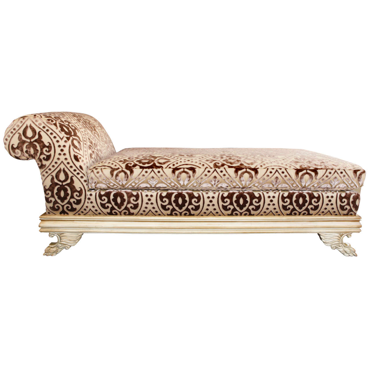 Regency Style Silk Velvet Chaise Longue