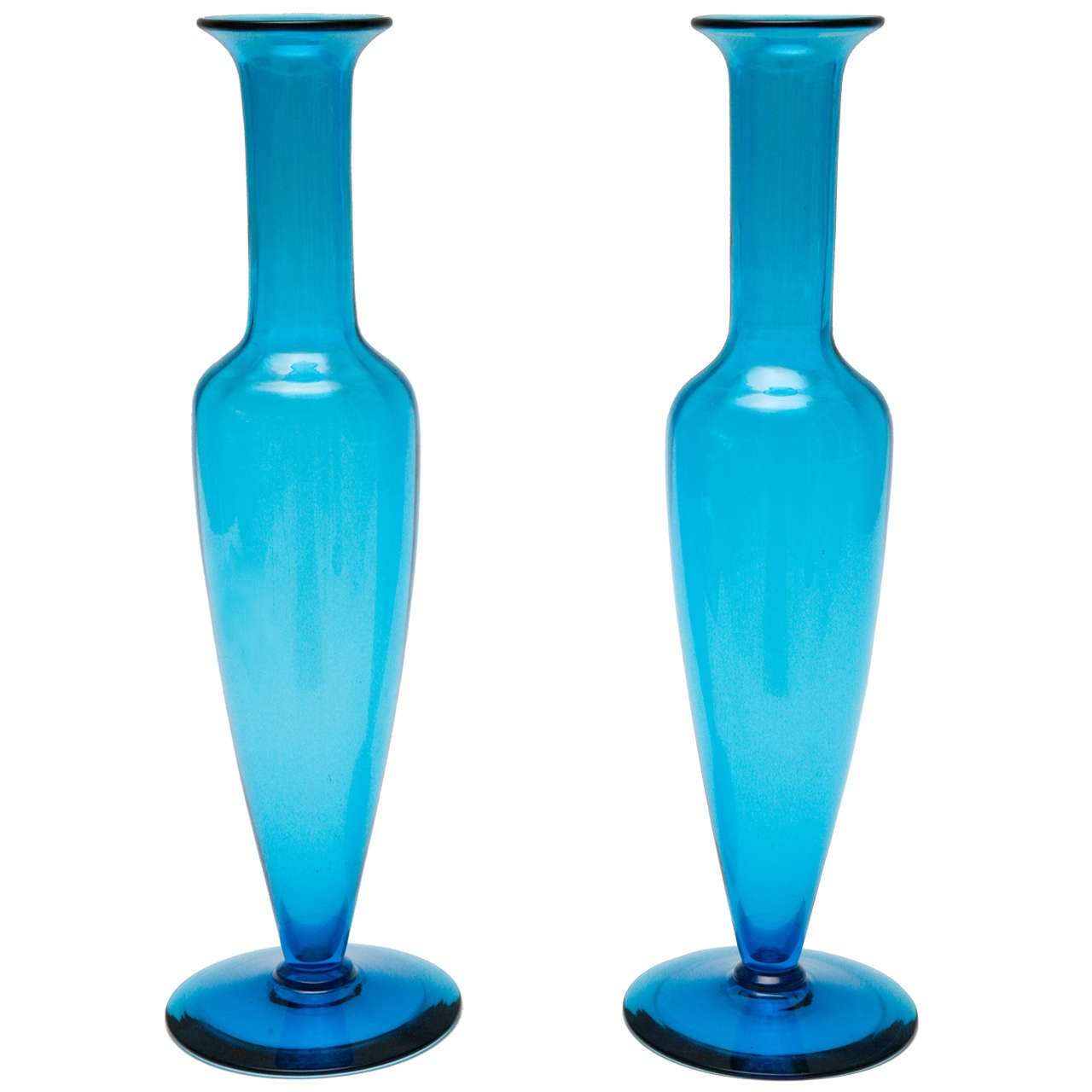 Pair of Turquoise Murano Vases