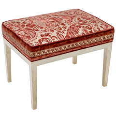 A Fortuny-Upholstered Craquelure Bench