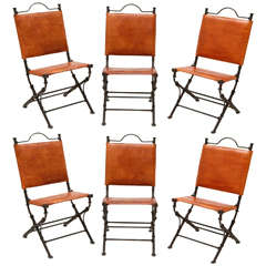 Set of Six Leather & Iron Chairs by Ilana Goor