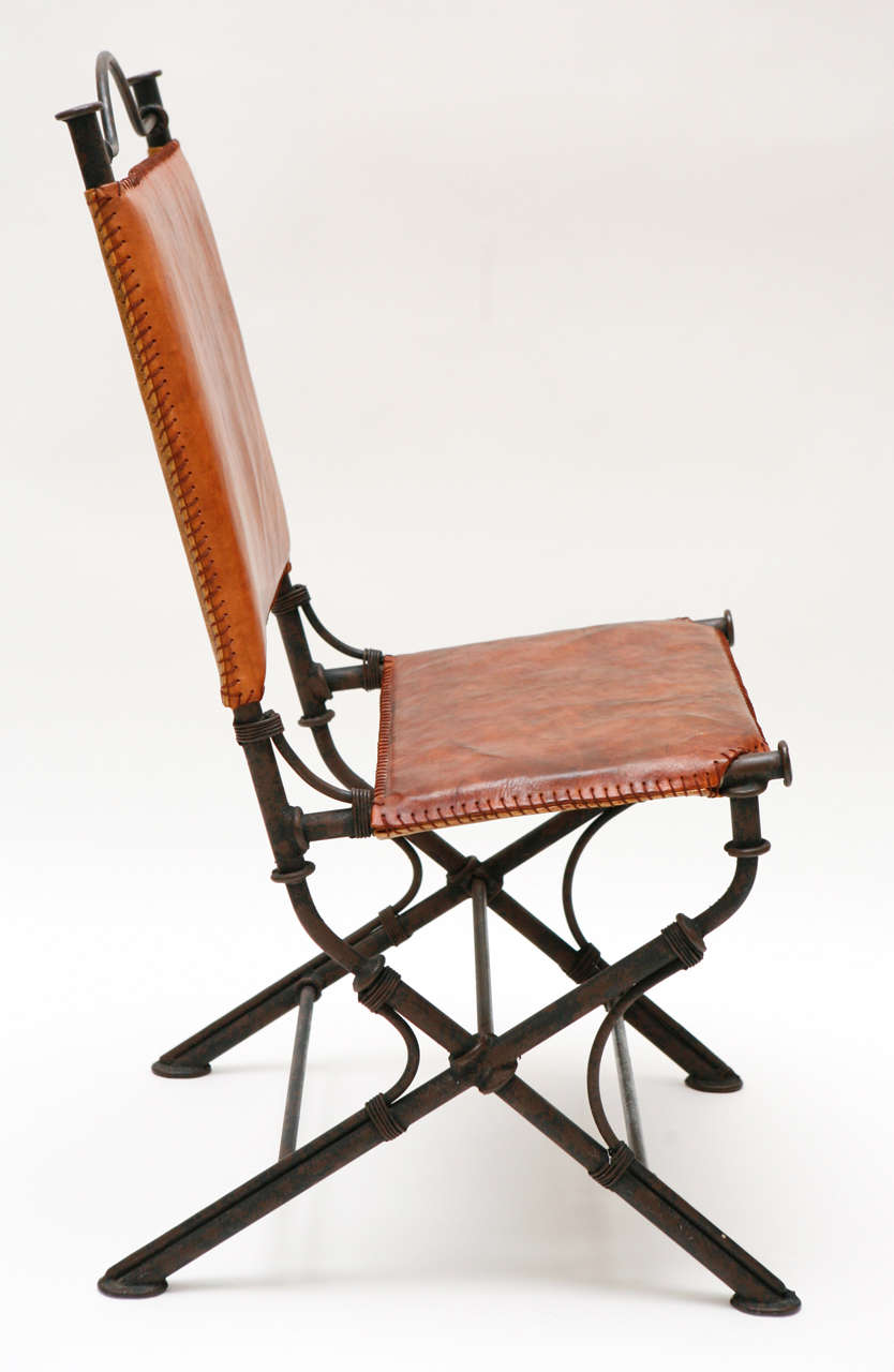 Israeli Set of Six Leather & Iron Chairs by Ilana Goor