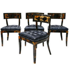 Set of Four Horn-Veneered Klismos Chairs