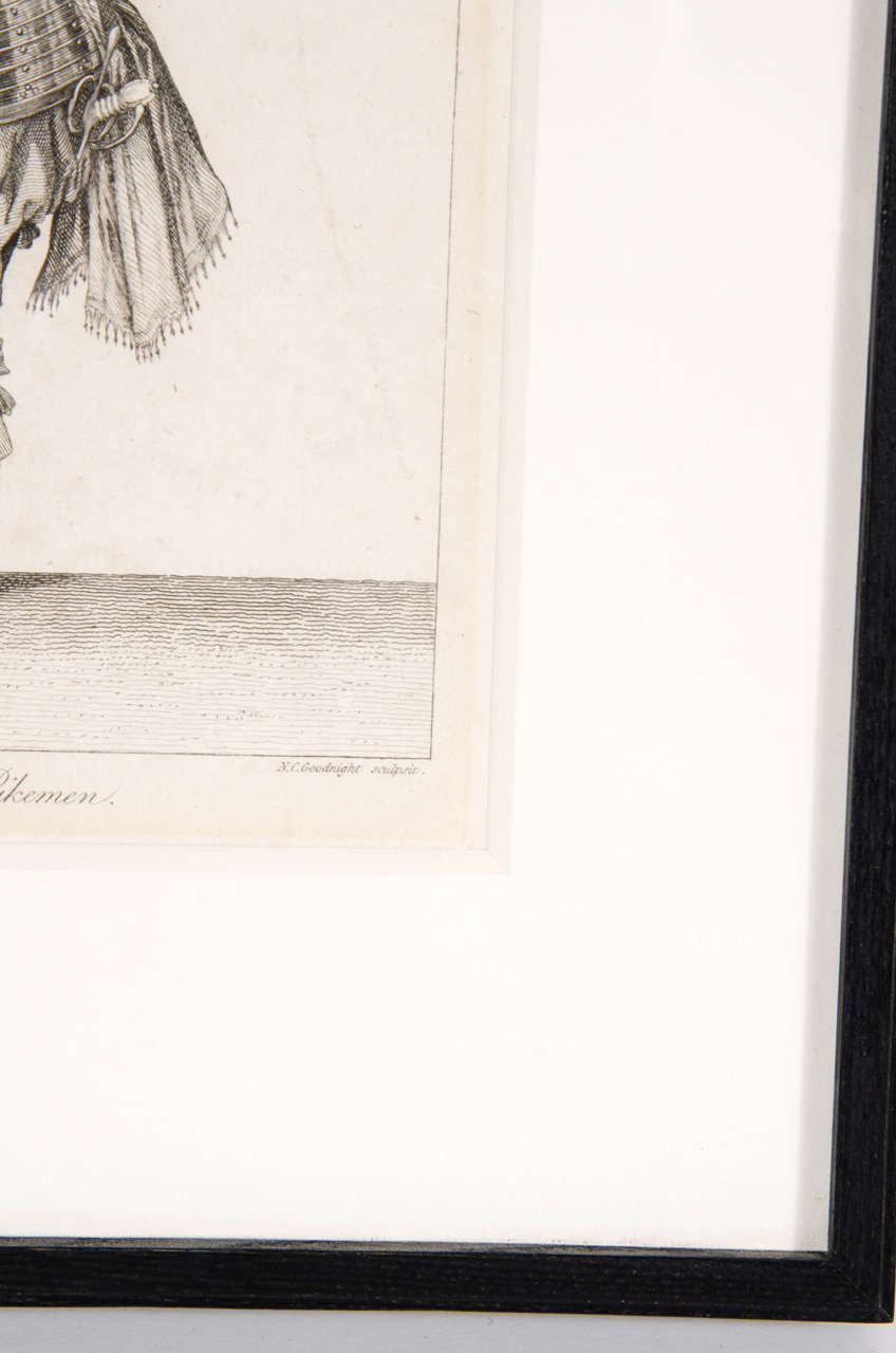 Antike Kupferstich-Gravur  Porträt eines Offiziers von Pikeman von Francis Grose im Zustand „Hervorragend“ im Angebot in New York, NY