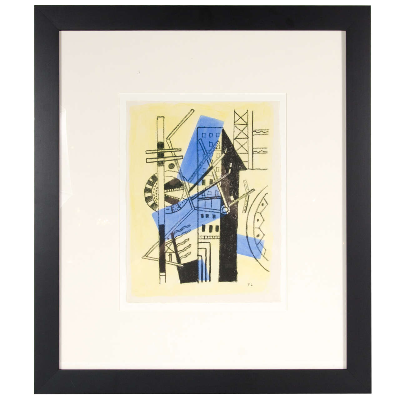 Art Deco Lithograph by Fernand Leger "Geometric  Cityscape"