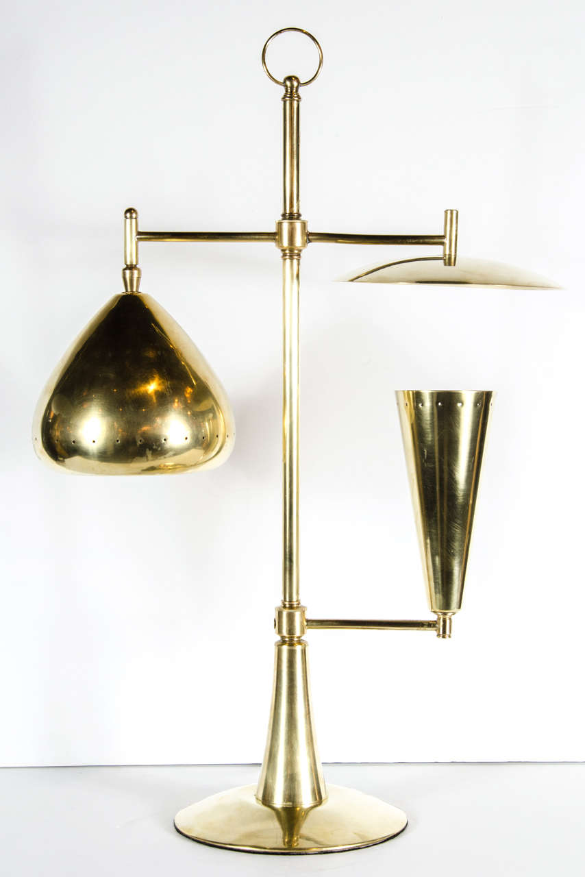Sophisticated Mid-Century Table Lamp in Solid Brass