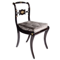 Elegant 1940s Hollywood Side Chair with Gilt Brass Accents 4