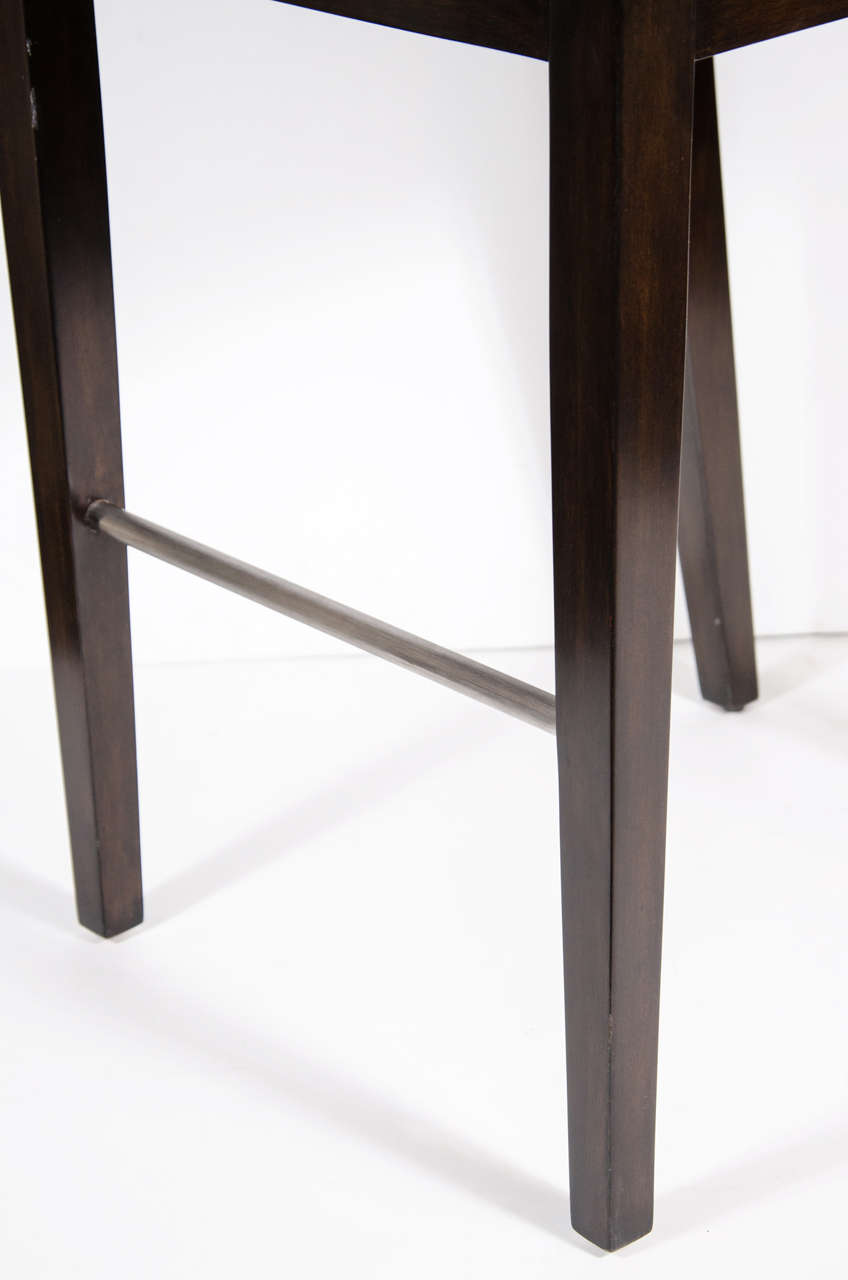 Late 20th Century Set of Three Mid-Century Modern Bar Stools with Cut-Out Back Design