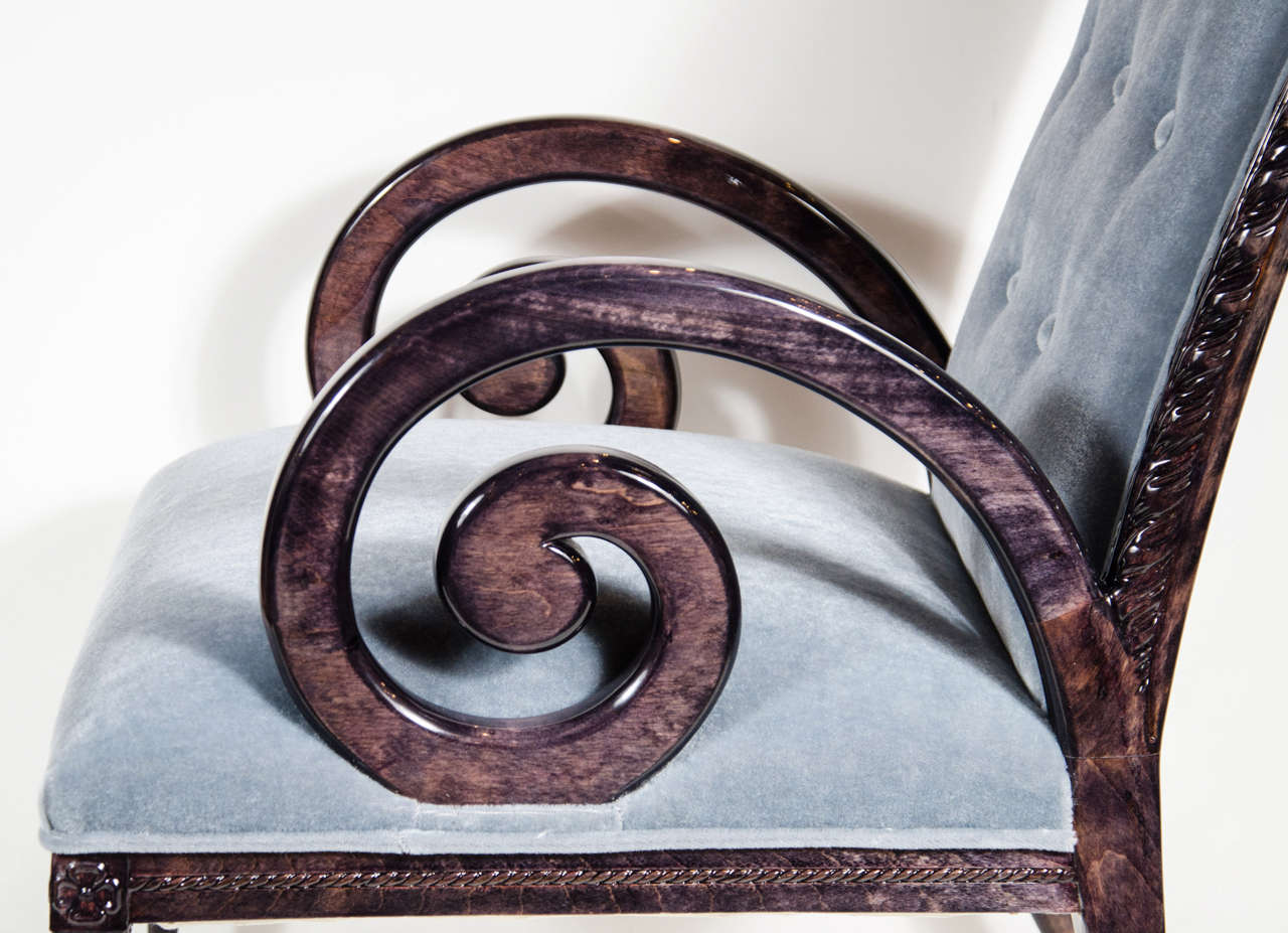 20th Century Hollywood High Back Spiral Arm Chair by Grosfeld House