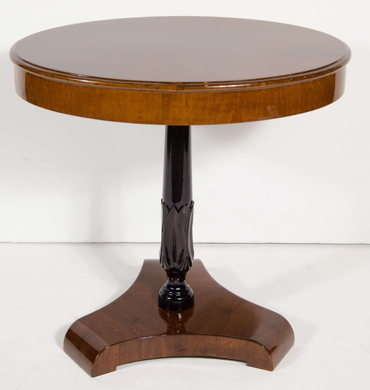 Elegant Oval Occasional Table by Grosfeld House in Book-Matched Walnut
