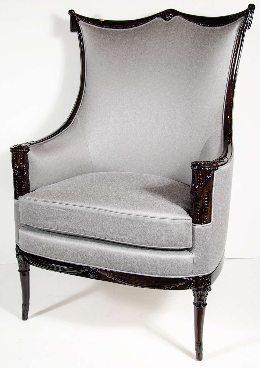 Elegant 1940s Grosfeld House High Back Chair with Drape Design