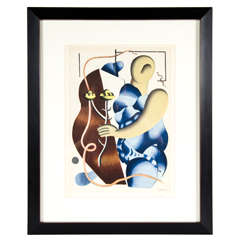 Vintage Art Deco Lithograph by Fernand Leger"Woman with Flowers"