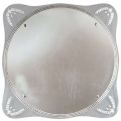 Glamourous 1940s Reversed Etched and Beveled Mirror