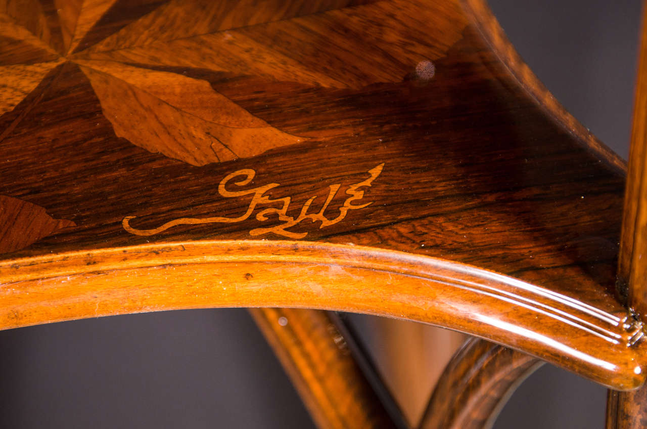 20th Century Exquisite Art Nouveau Marquetry Table by Galle with Exotic Mahogany Inlay
