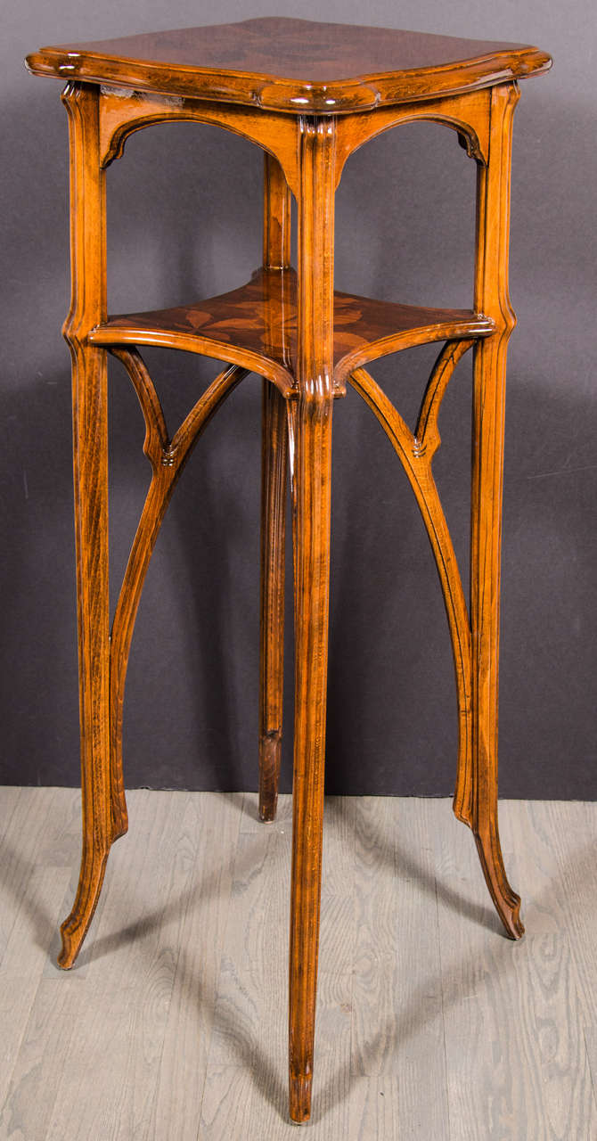 Exquisite Art Nouveau Marquetry Table by Galle with Exotic Mahogany Inlay 1