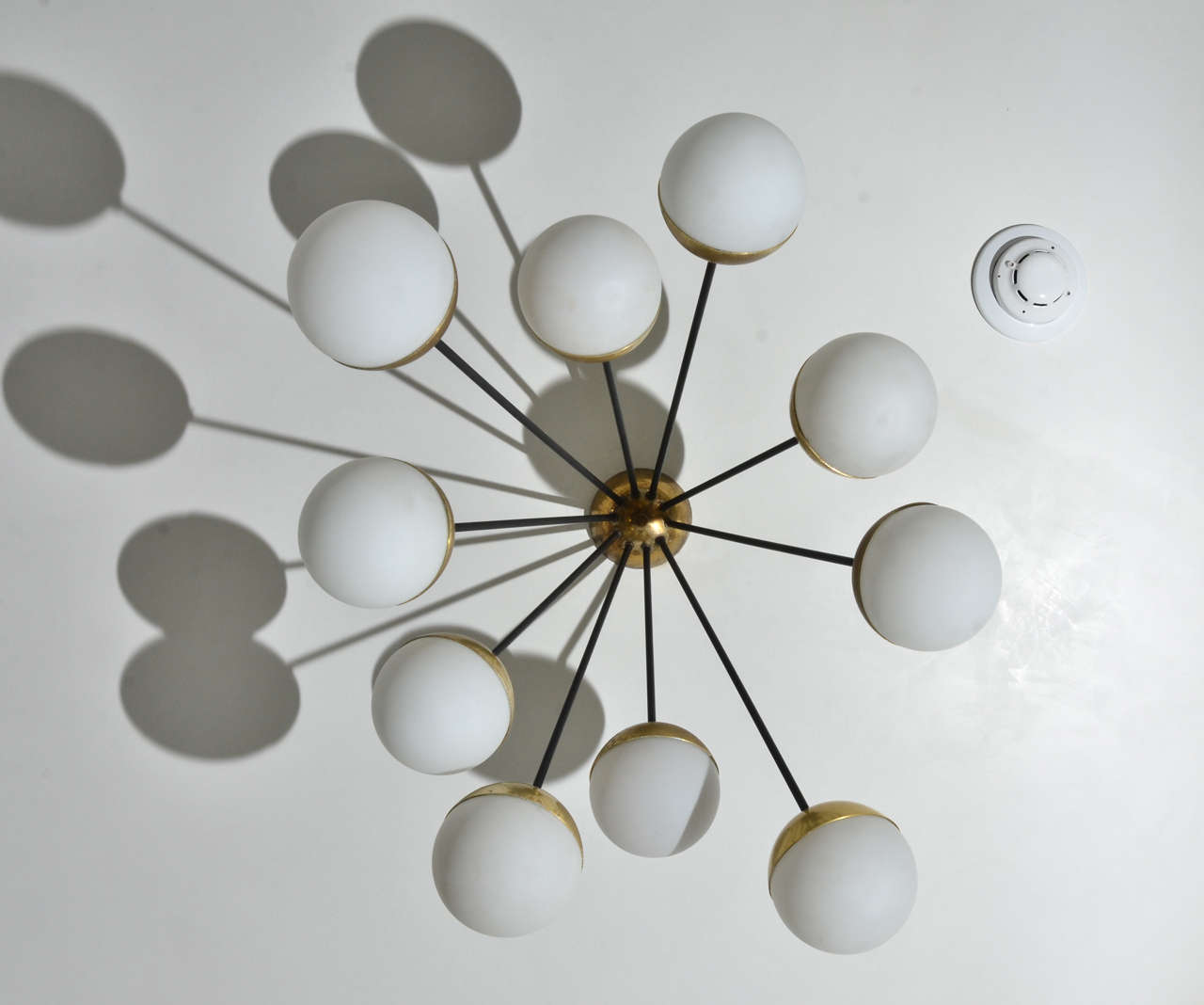 Midcentury Italian Flushmount  Chandelier by Stilnovo In Excellent Condition In Sag Harbor, NY