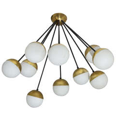 Midcentury Italian Flushmount  Chandelier by Stilnovo