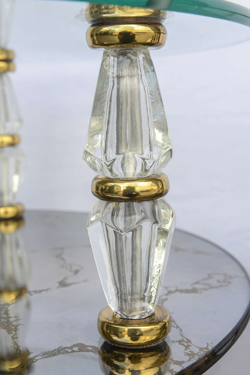 Brass Hollywood Regency, Goran Belgium Glass End Tables