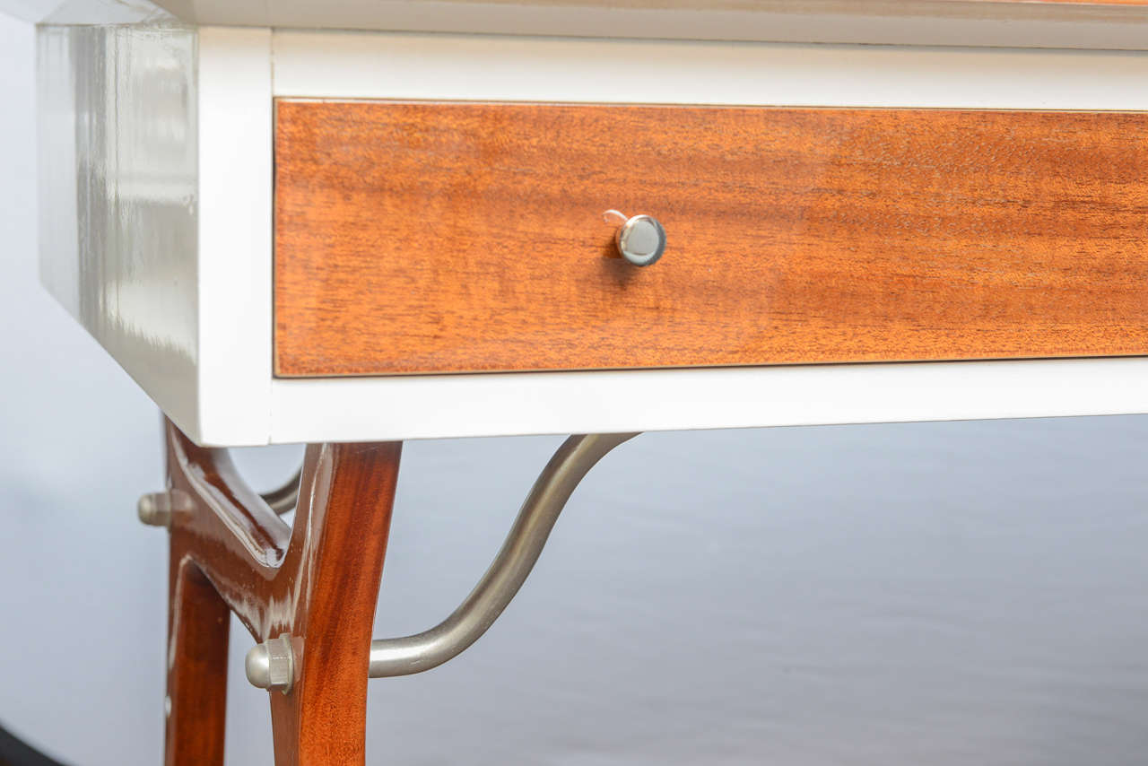 Mid-20th Century Mid-Century Teak and White Lacquered Desk by R-Way
