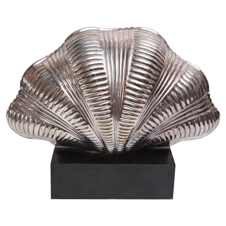 pair of Pink Murano glass clam shell lamps at 1stDibs