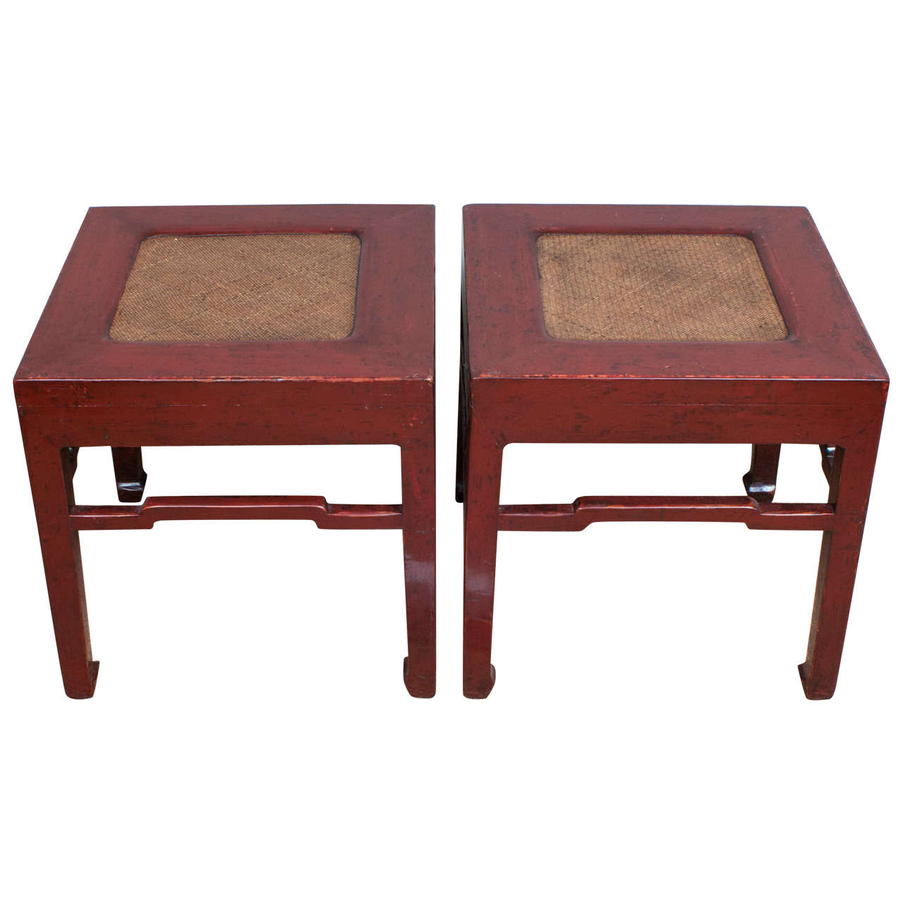 Pair of Square Chinese Low Tables, 19th Century