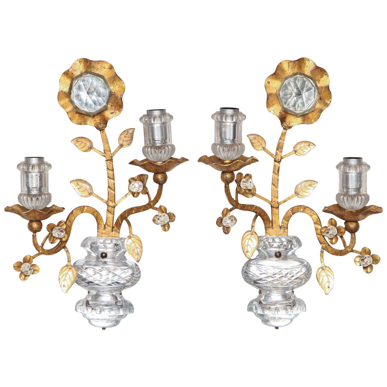 A Pair of Italian Gilt-Metal Sconces by Banci Firenze 