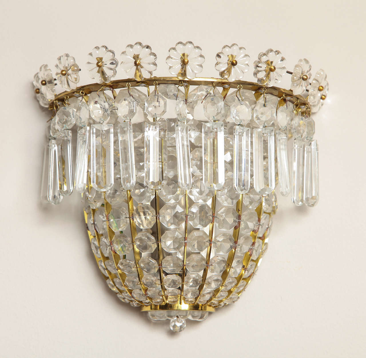 Pair of Baguès Style Crystal Beaded Wall Sconces For Sale at 1stdibs