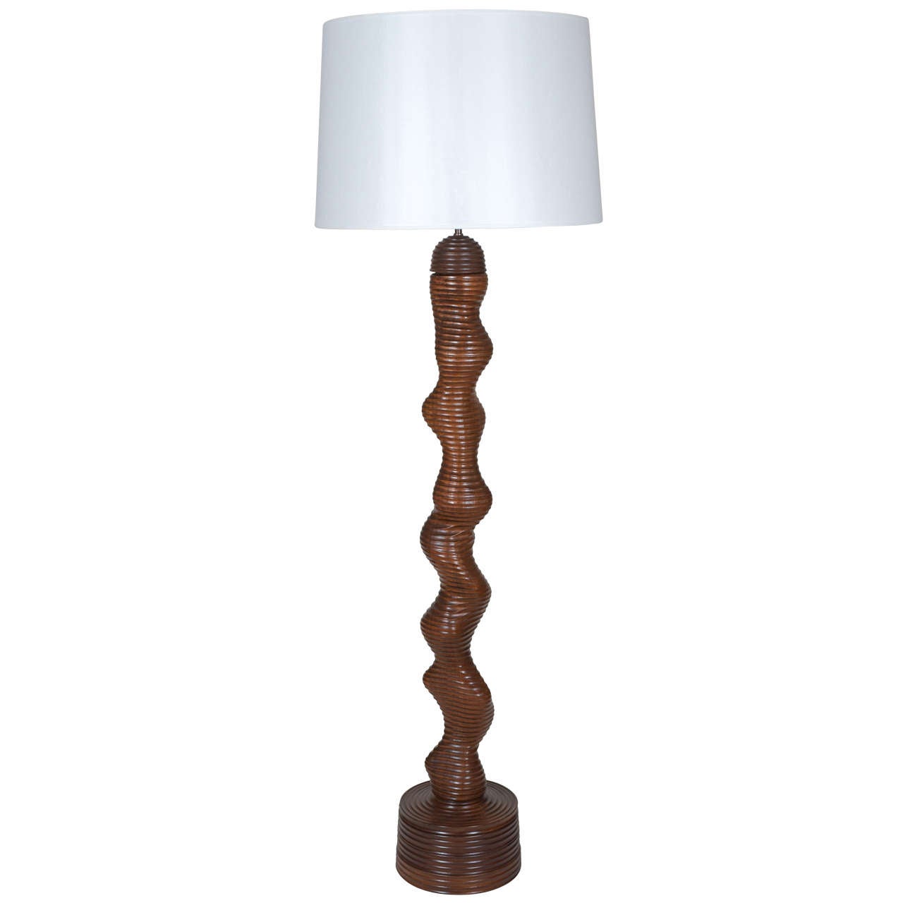 French Wood Floor Lamp after Alexandre Noll