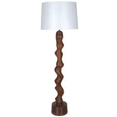 French Wood Floor Lamp after Alexandre Noll