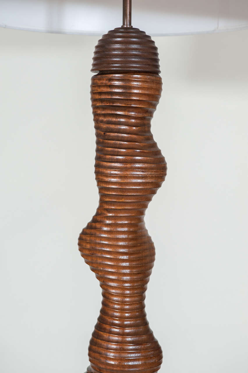 French Wood Floor Lamp after Alexandre Noll In Excellent Condition In Toronto, ON